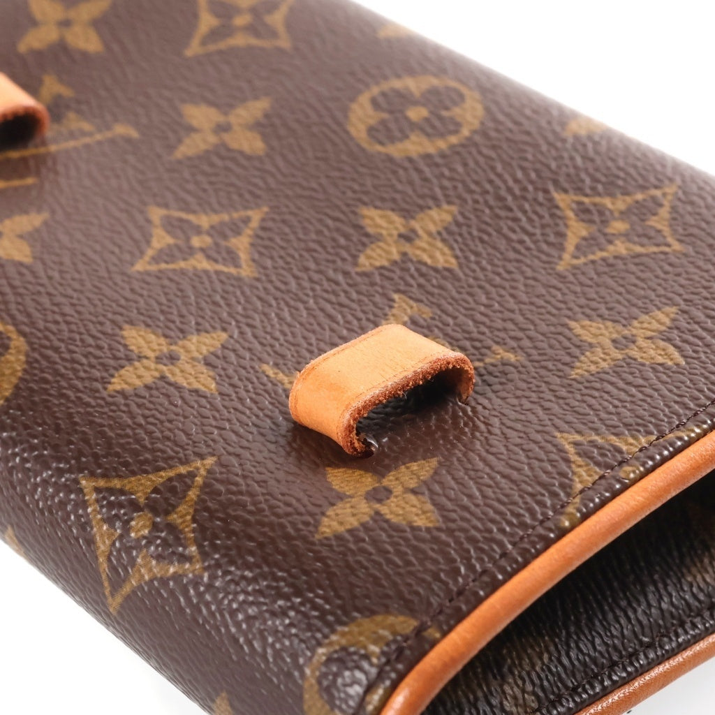 LOUIS VUITTON(ルイヴィトン) モノグラム ポシェット フロランティーヌ ショルダーバッグ ミニバッグ ブラウン レザー×PVC M51855 ゴールド金具 レディース