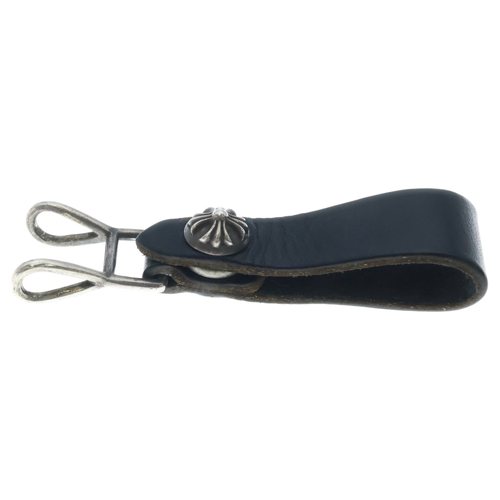 CHROME HEARTS(クロムハーツ) BELT LOOP クロスボールボタンレザーベルトループ シルバー/ブラック BCA397