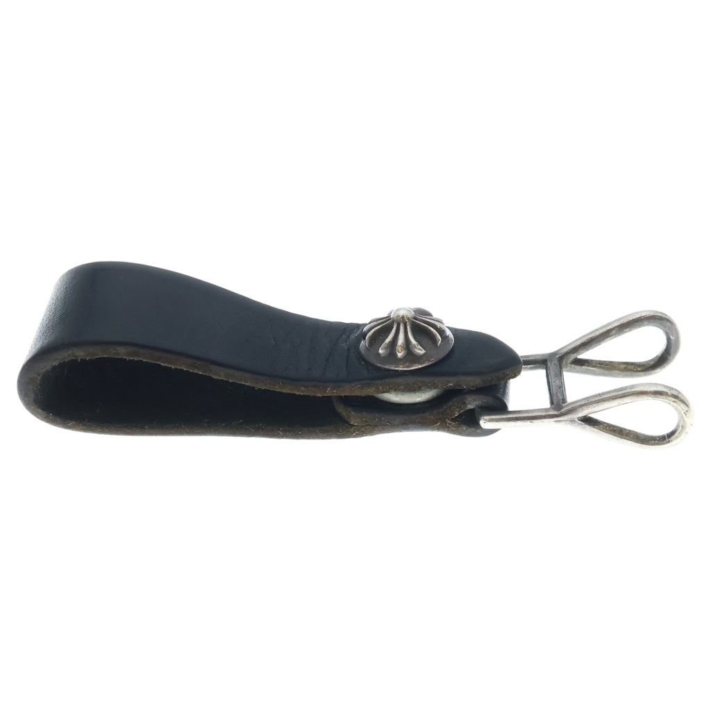 CHROME HEARTS(クロムハーツ) BELT LOOP クロスボールボタンレザーベルトループ シルバー/ブラック BCA397