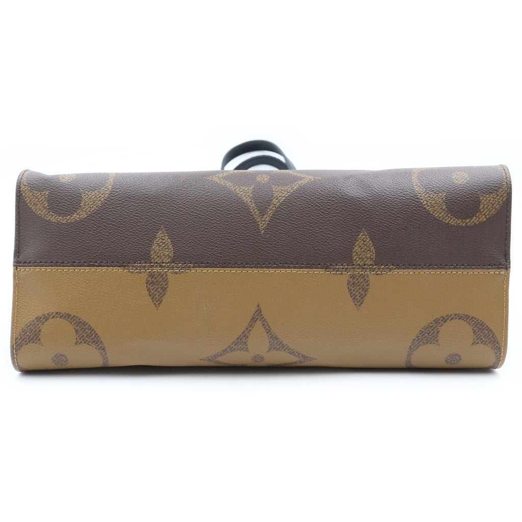 LOUIS VUITTON(ルイヴィトン) モノグラムリバース オンザゴーMM ハンドバッグ トートバッグ ブラウン レザー M45321 ゴールド金具 レディース