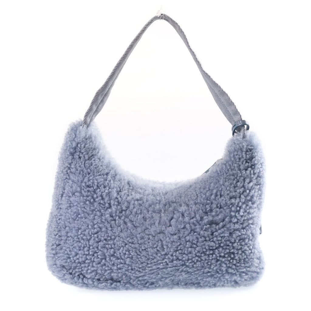 PRADA(プラダ) Re-edition 2000 ハンドバッグ ミニバッグ ライトブルー ボア 1NE515 シルバー金具 レディース