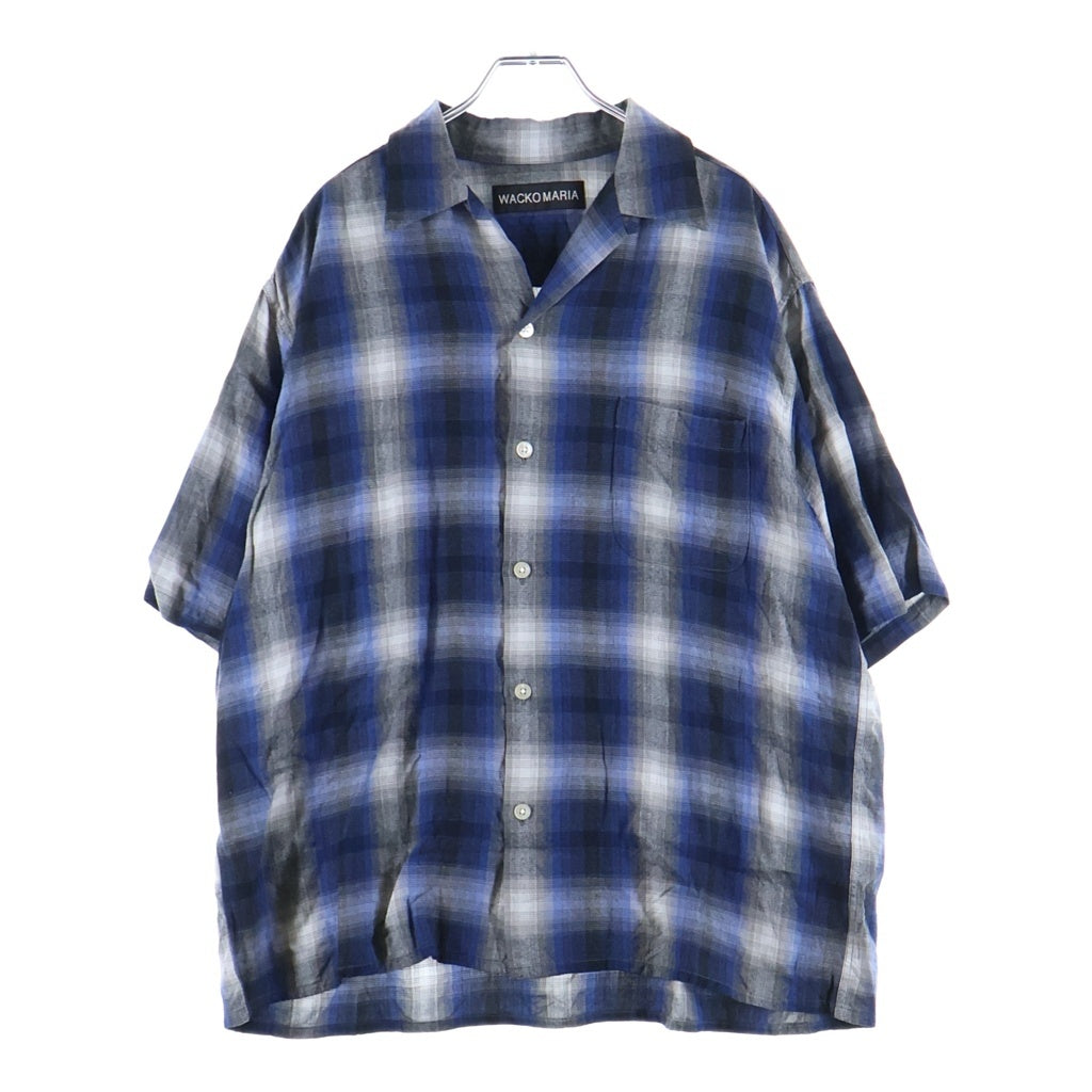 WACKO MARIA(ワコマリア) オンブレチェック レーヨン 半袖シャツ オーバーシャツ #L ブルー