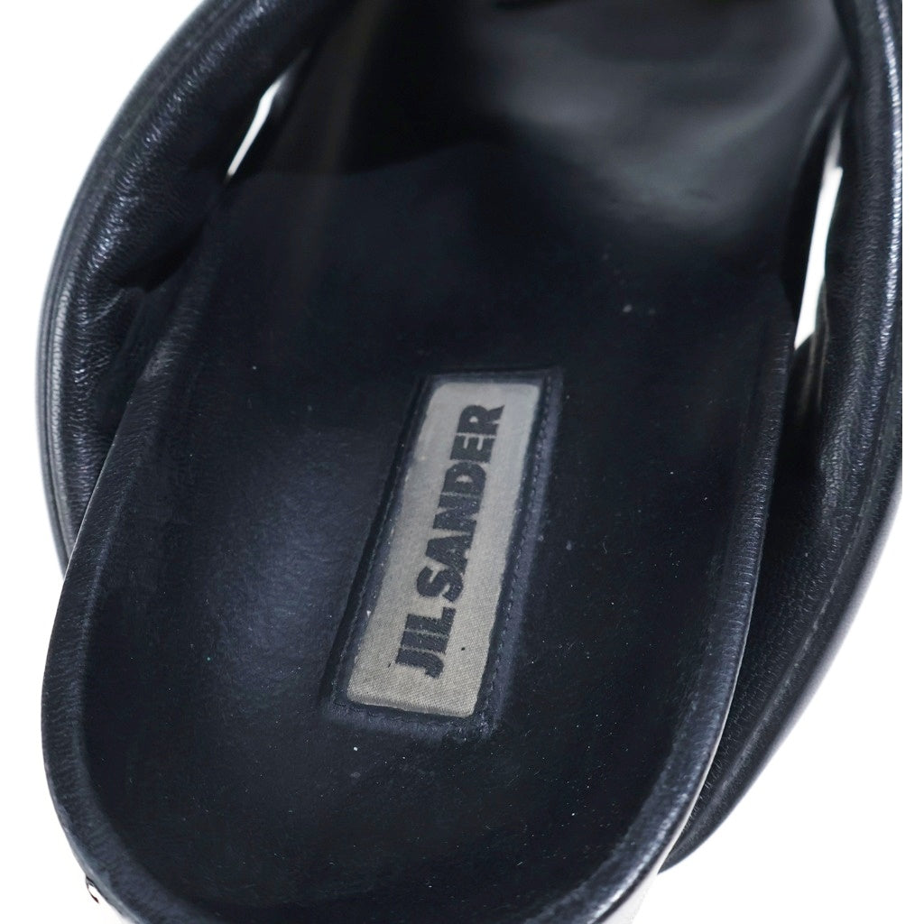 JIL SANDER(ジルサンダー) パデッド クロス ストラップ レザー スライドサンダル フラットサンダル #43 ブラック