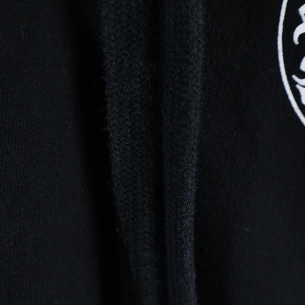 CHROME HEARTS(クロムハーツ) ロゴ刺繍 コットン クロップドパーカー 裏起毛 フーデッドパーカー #SM/MD ブラック/ホワイト レディース
