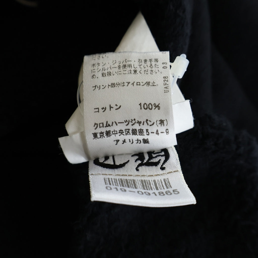CHROME HEARTS(クロムハーツ) ロゴ刺繍 コットン クロップドパーカー 裏起毛 フーデッドパーカー #SM/MD ブラック/ホワイト レディース