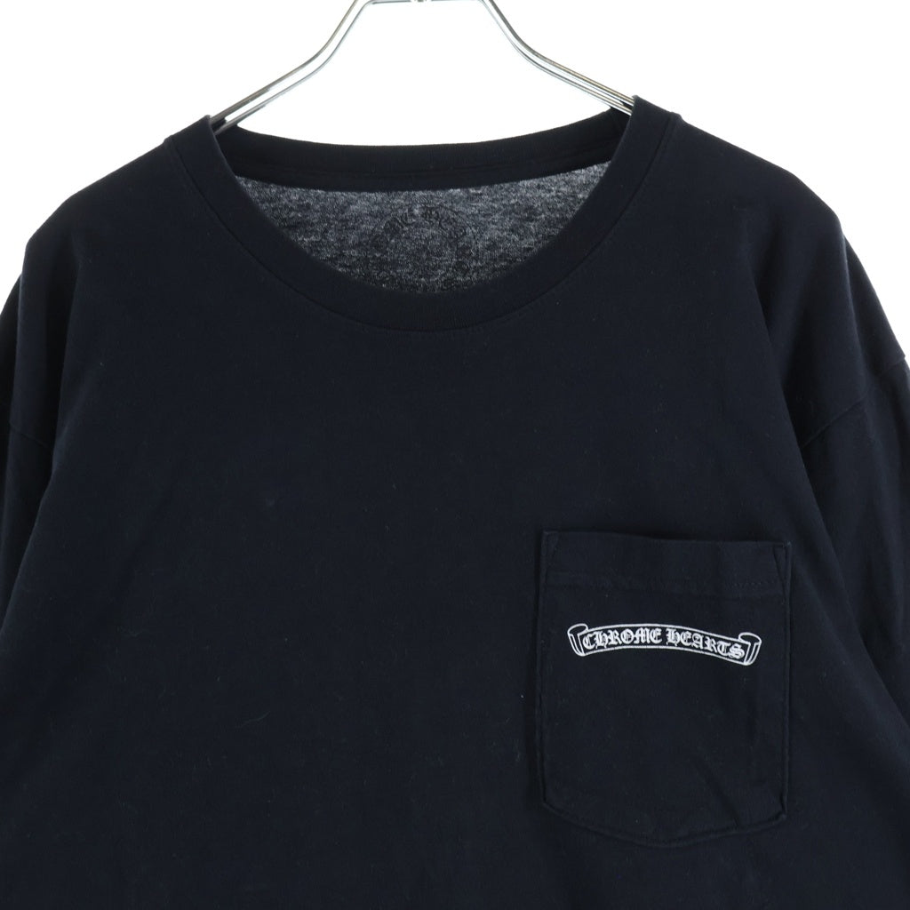 CHROME HEARTS(クロムハーツ) フロントポケット バックアーチロゴ コットン ロングスリーブ Tシャツ カットソー #L ブラック 2212 304 0072 レディース