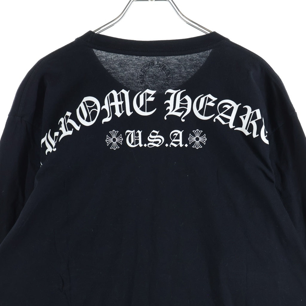 CHROME HEARTS(クロムハーツ) フロントポケット バックアーチロゴ コットン ロングスリーブ Tシャツ カットソー #L ブラック 2212 304 0072 レディース