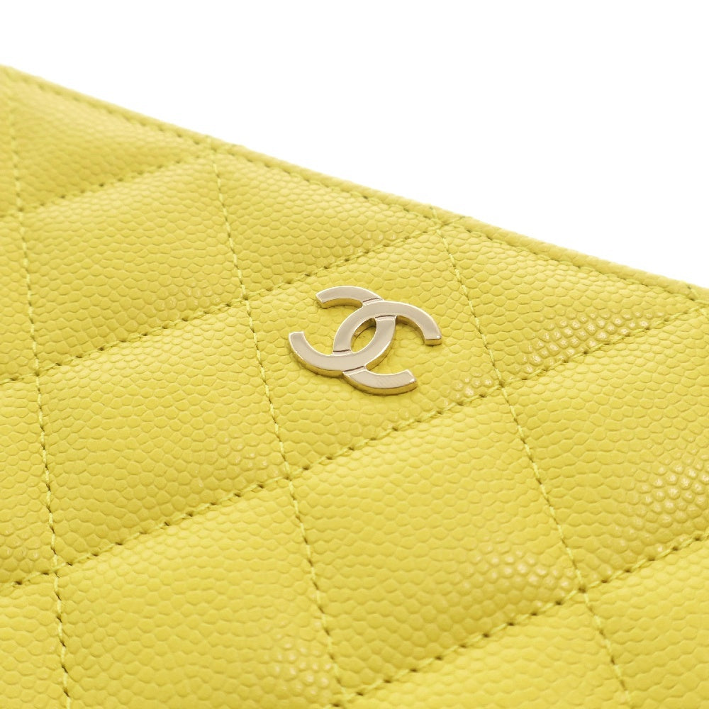 CHANEL(シャネル) マトラッセ クラシック ラウンドファスナー長財布 キャビアスキン イエロー ゴールド金具 AP0242