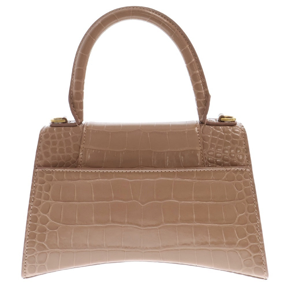 BALENCIAGA(バレンシアガ) アワーグラスXS 2WAYハンドバッグ ベージュ レザー 593546 ストラップ ショルダーバッグ 斜め掛けバッグ ローズピンク ゴールド金具