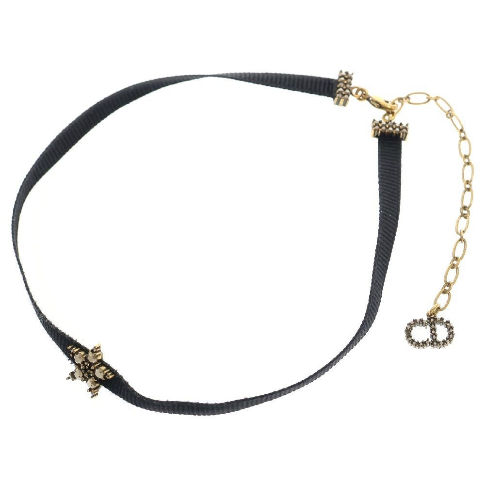 DIOR(ディオール) メタルスター CDロゴ チョーカー ネックレス ゴールド×ブラック レディース