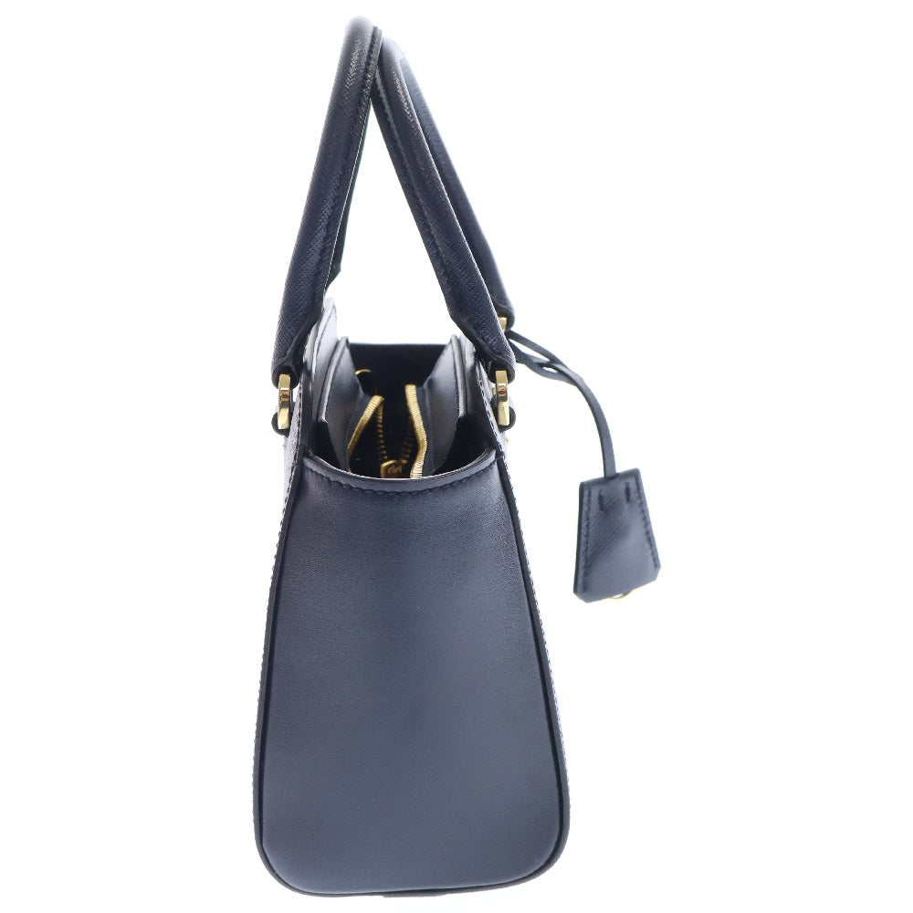 PRADA(プラダ) サフィアーノ 2WAY ショルダーバック ブルー PVC×レザー ハンドバッグ 斜め掛けバッグ 肩掛けバッグ ゴールド金具 1BA380