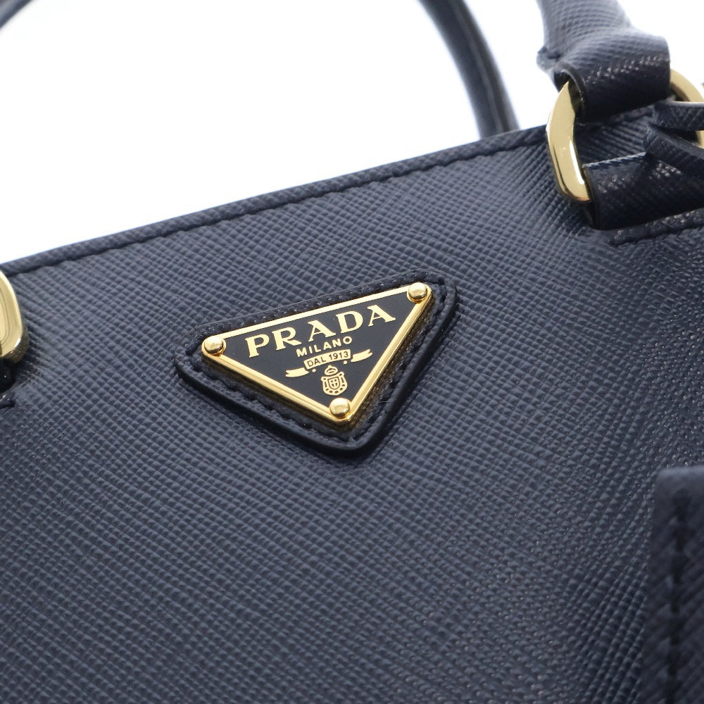 PRADA(プラダ) サフィアーノ 2WAY ショルダーバック ブルー PVC×レザー ハンドバッグ 斜め掛けバッグ 肩掛けバッグ ゴールド金具 1BA380