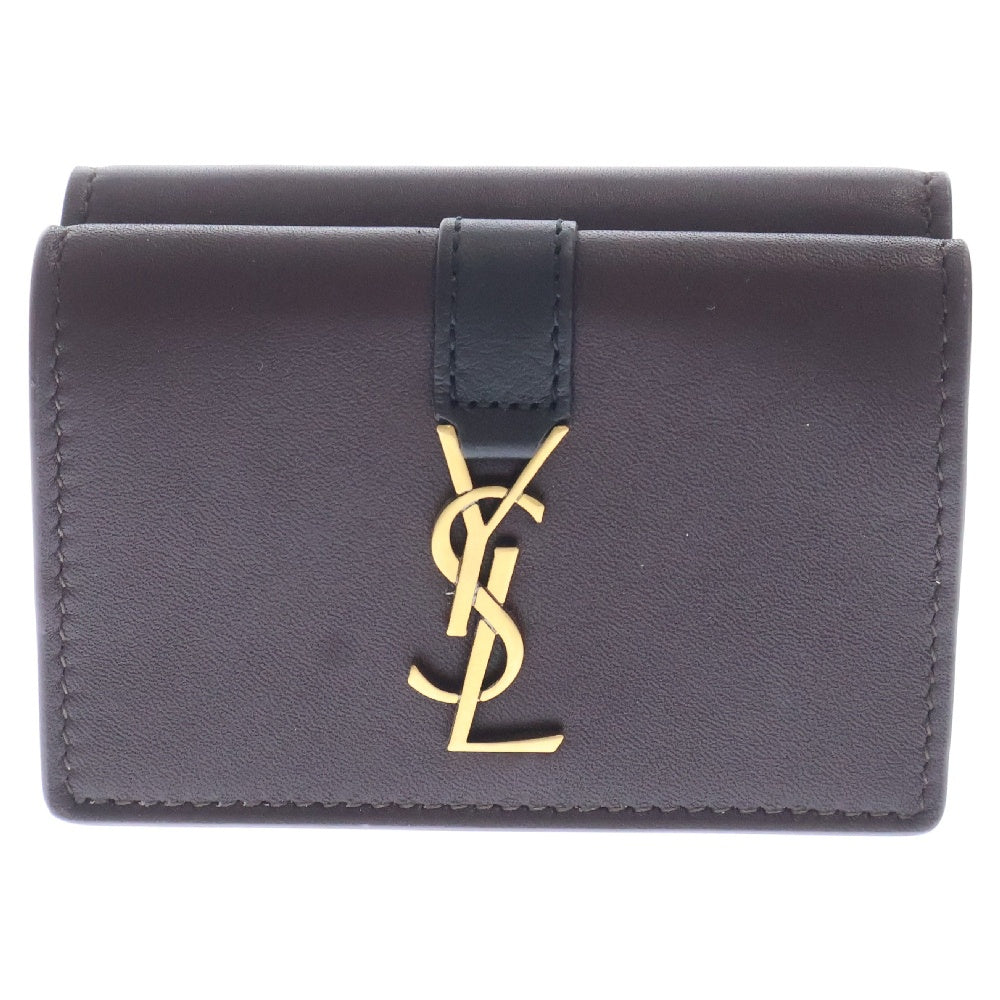 YVES SAINT LAURENT(イヴサンローラン) オリガミ タイニー コンパクトウォレット 三つ折り財布 小銭入れ付き ボルドー レザー 669959 ゴールド金具