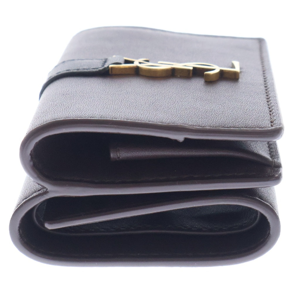 YVES SAINT LAURENT(イヴサンローラン) オリガミ タイニー コンパクトウォレット 三つ折り財布 小銭入れ付き ボルドー レザー 669959 ゴールド金具