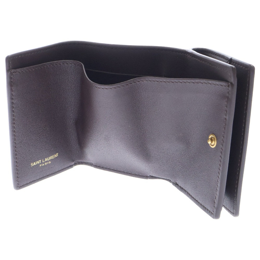 YVES SAINT LAURENT(イヴサンローラン) オリガミ タイニー コンパクトウォレット 三つ折り財布 小銭入れ付き ボルドー レザー 669959 ゴールド金具