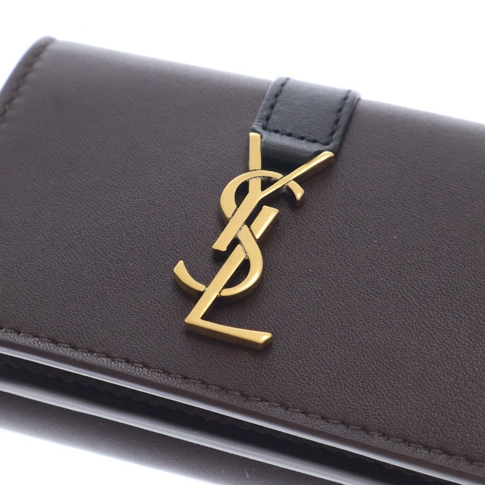YVES SAINT LAURENT(イヴサンローラン) オリガミ タイニー コンパクトウォレット 三つ折り財布 小銭入れ付き ボルドー レザー 669959 ゴールド金具