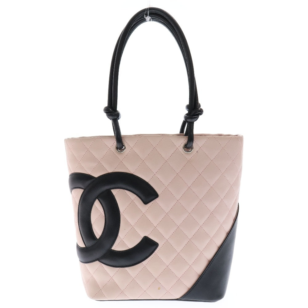 CHANEL(シャネル) カンボンライン ミディアム トート ハンドバッグ ピンク×ブラック ラムスキン