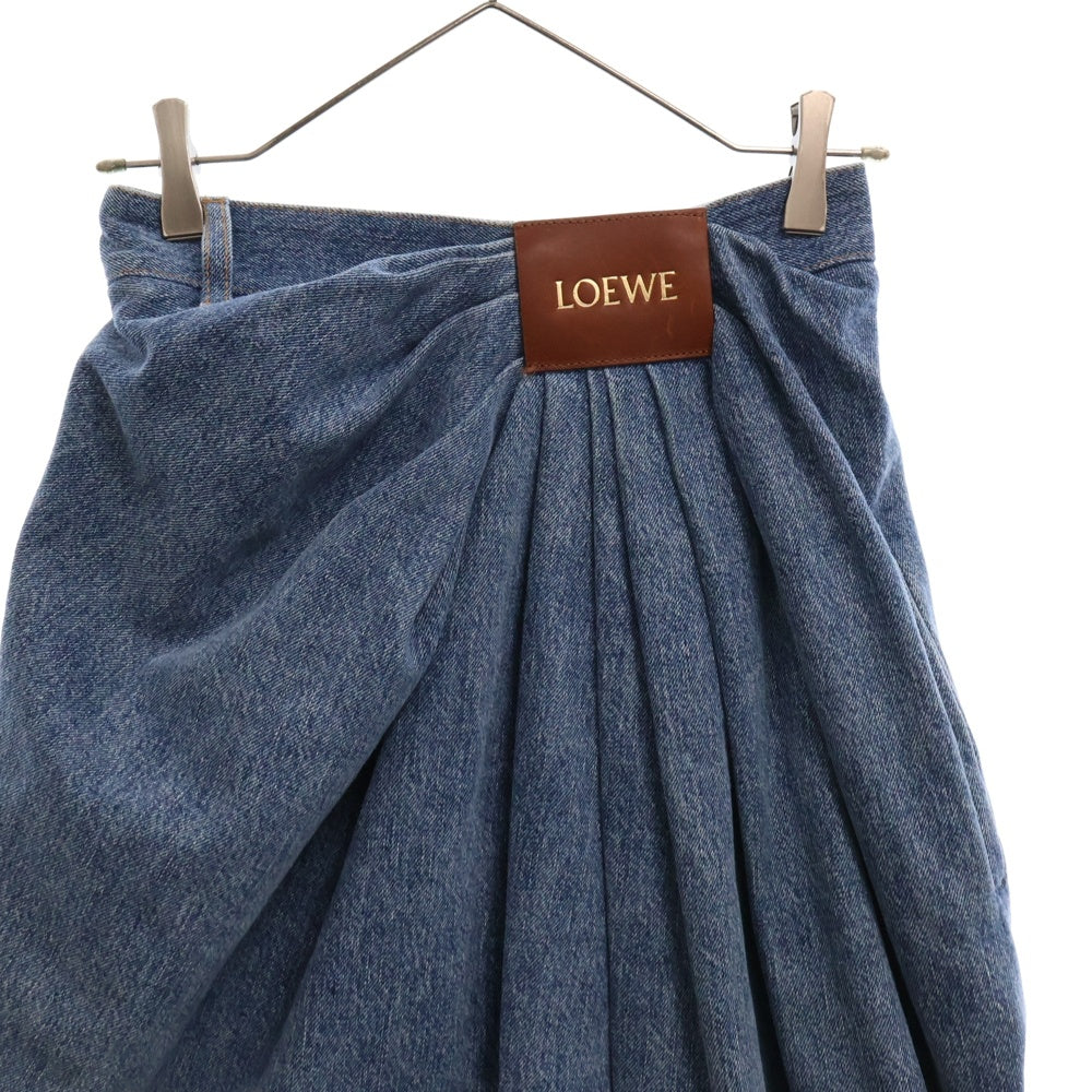 LOEWE(ロエベ) ドレープ ジーンズ パンツ ネイビー デニム インディゴ コットン S540Y11X96 レディース