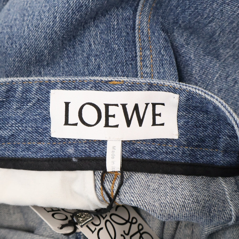 LOEWE(ロエベ) ドレープ ジーンズ パンツ ネイビー デニム インディゴ コットン S540Y11X96 レディース