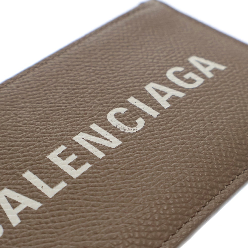 BALENCIAGA(バレンシアガ) CASH ストラップ付 ロゴ レザー カードケース コインケース ブラウン 594548