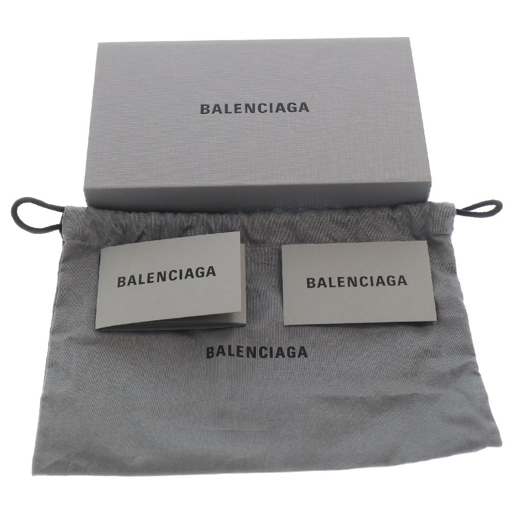 BALENCIAGA(バレンシアガ) CASH ストラップ付 ロゴ レザー カードケース コインケース ブラウン 594548