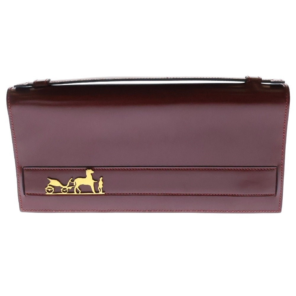 HERMES(エルメス) ユージェニー ハンドバッグ クラッチバッグ ボルドー系 レザー ゴールド金具