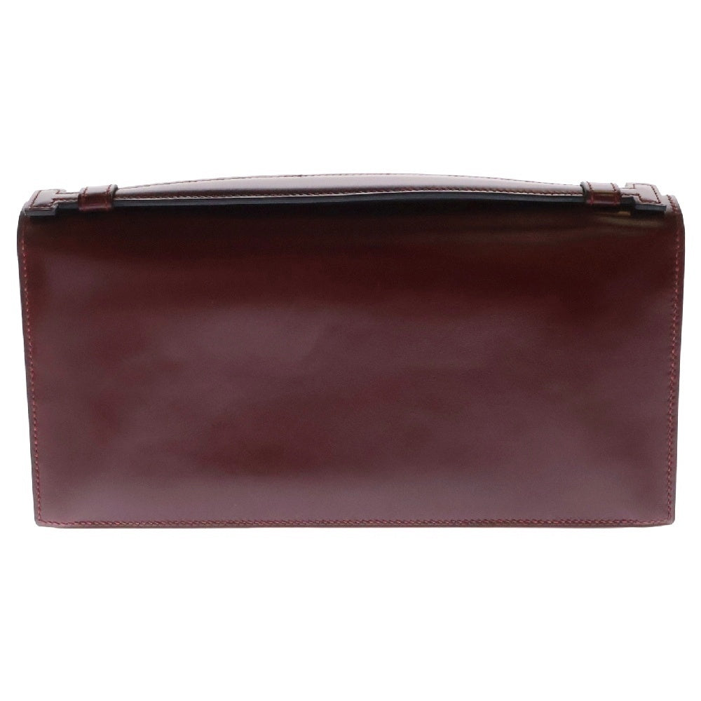 HERMES(エルメス) ユージェニー ハンドバッグ クラッチバッグ ボルドー系 レザー ゴールド金具