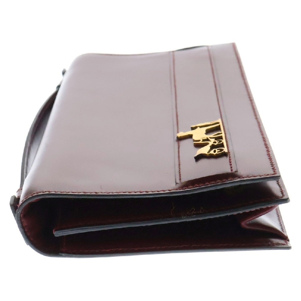 HERMES(エルメス) ユージェニー ハンドバッグ クラッチバッグ ボルドー系 レザー ゴールド金具
