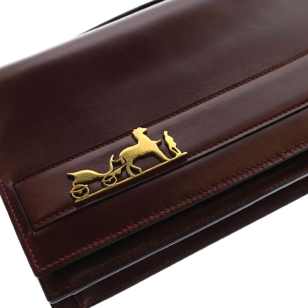 HERMES(エルメス) ユージェニー ハンドバッグ クラッチバッグ ボルドー系 レザー ゴールド金具