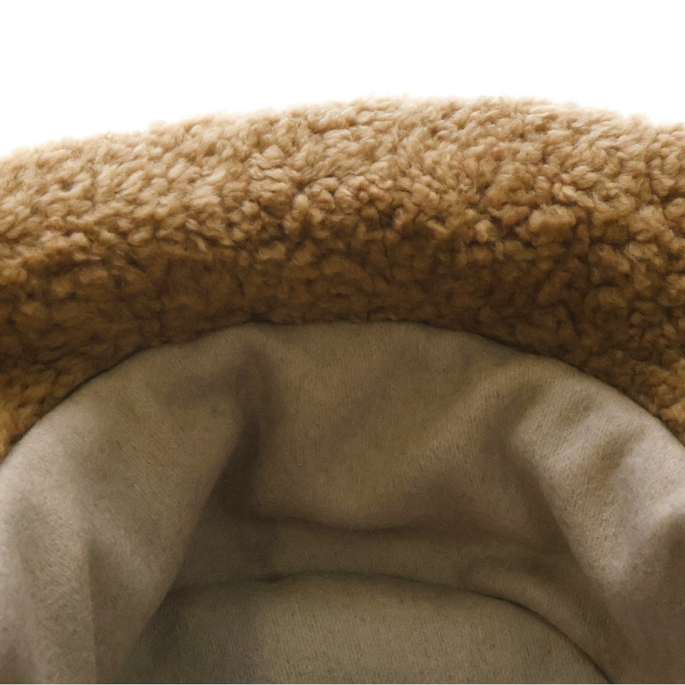 miumiu(ミュウミュウ) 22AW ムートン ボア ロゴバスケットハット ブラウン レディース 5HC196