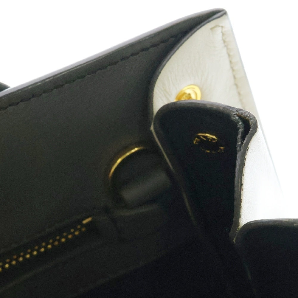 PRADA(プラダ) ビブリオテークバッグ 2wayハンドバッグ グレー×ホワイト サフィアーノレザー ハンドバッグ 1BA050