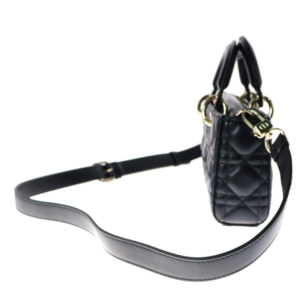 Christian Dior(クリスチャンディオール) Lady D-Joy レディーディージョイ 2WAY レザー ハンドバッグ ショルダーバッグ スモール ブラック レディース