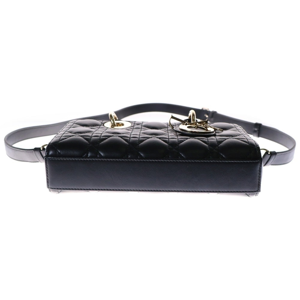 Christian Dior(クリスチャンディオール) Lady D-Joy レディーディージョイ 2WAY レザー ハンドバッグ ショルダーバッグ スモール ブラック レディース