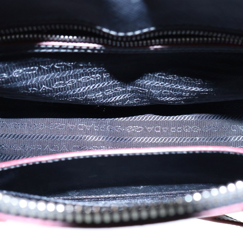 PRADA(プラダ) サフィアーノ 2wayバッグ ミニリュックサック バックパック ハンドバッグ ネイビー×レッド シルバー金具 レザー トライアングルロゴプレート 1BZ003