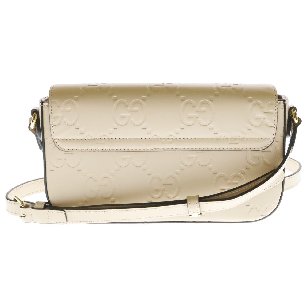 GUCCI(グッチ) GGレザー スーパー ミニショルダーバッグ ゴールド金具 ベージュ 772794