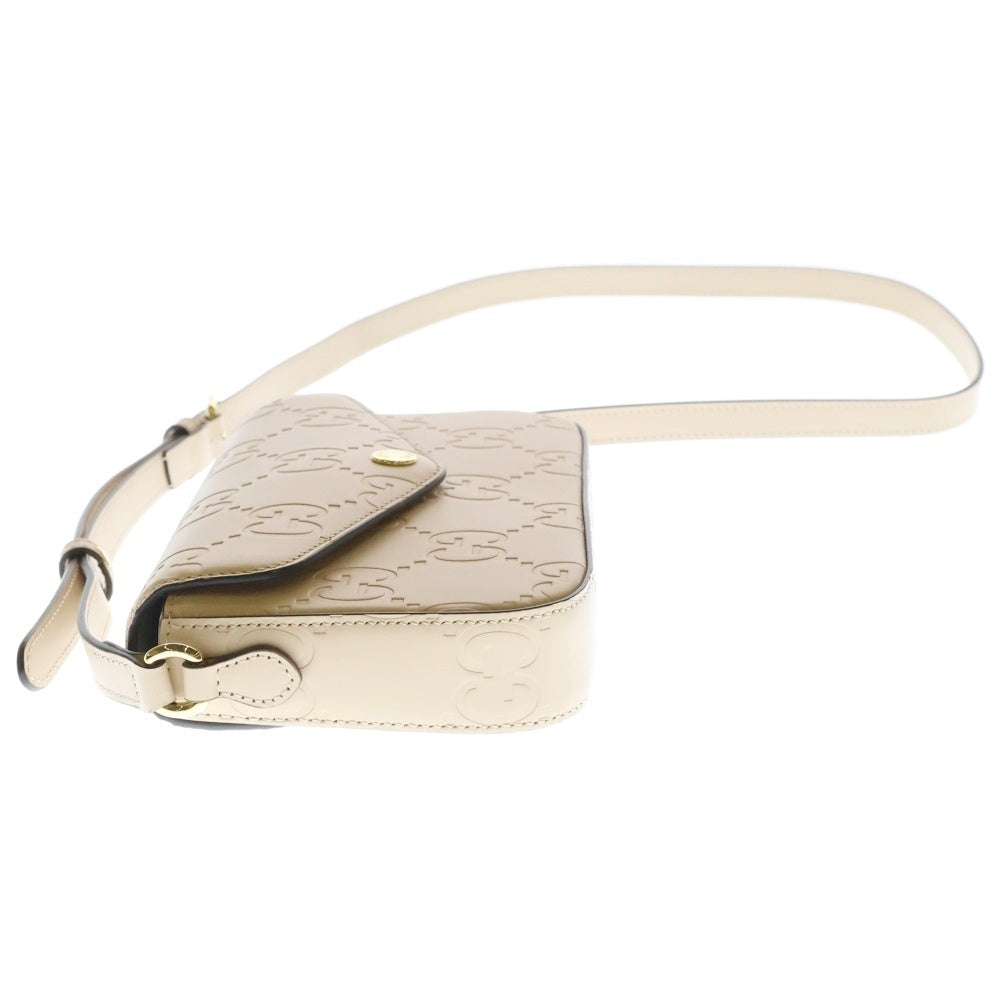 GUCCI(グッチ) GGレザー スーパー ミニショルダーバッグ ゴールド金具 ベージュ 772794