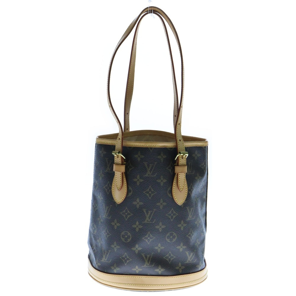 LOUIS VUITTON(ルイヴィトン) モノグラム バケットPM ハンドバッグ トートバッグ ブラウン ゴールド金具 レザー×PVC M42238