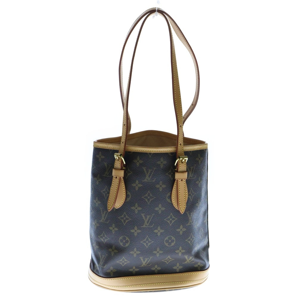 LOUIS VUITTON(ルイヴィトン) モノグラム バケットPM ハンドバッグ トートバッグ ブラウン ゴールド金具 レザー×PVC M42238