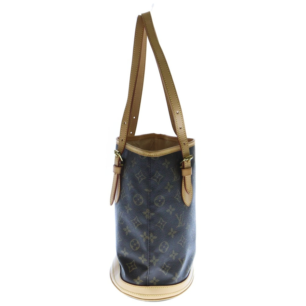 LOUIS VUITTON(ルイヴィトン) モノグラム バケットPM ハンドバッグ トートバッグ ブラウン ゴールド金具 レザー×PVC M42238