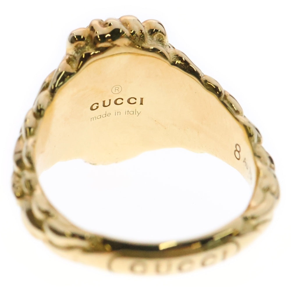 GUCCI(グッチ) ライオンヘッド リング ファイアオパール ダイヤモンド YG イエローゴールド 指輪