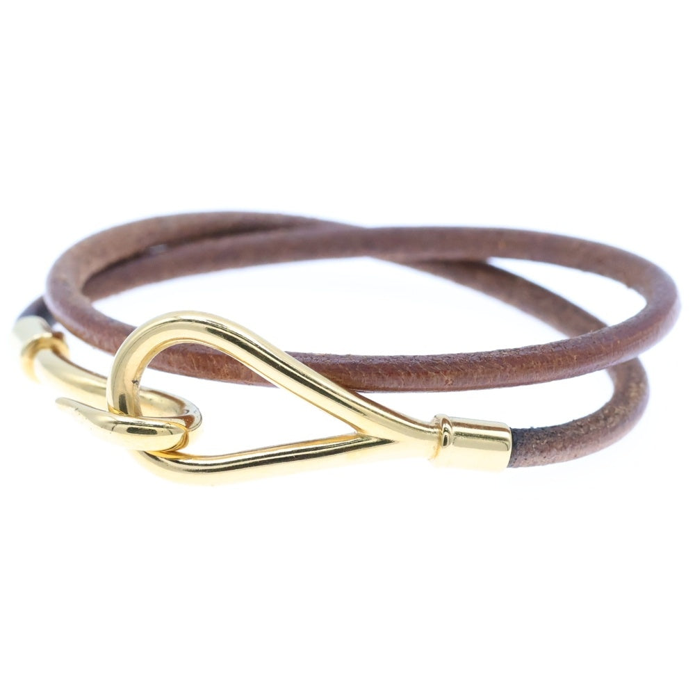 HERMES(エルメス) ジャンボチョーカー ネックレス ブラウン ゴールド金具 レザー×GP