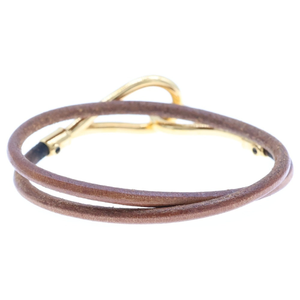 HERMES(エルメス) ジャンボチョーカー ネックレス ブラウン ゴールド金具 レザー×GP