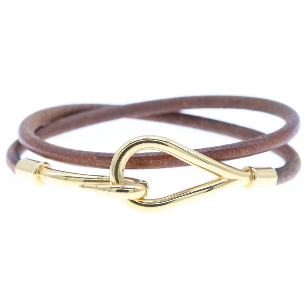 HERMES(エルメス) ジャンボチョーカー ネックレス ブラウン ゴールド金具 レザー×GP