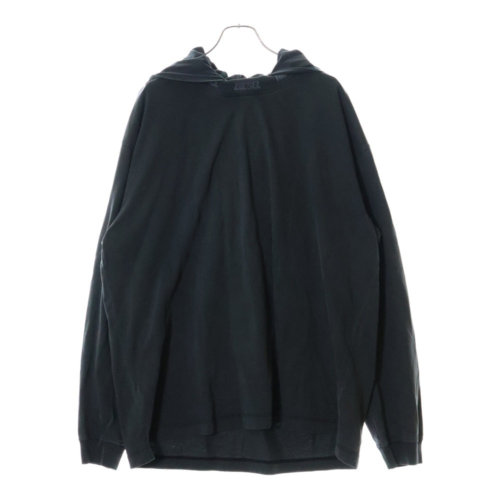DIESEL(ディーゼル) T-WAHOOD ロゴネック フーデッドカットソー ブラック 長袖Tシャツ A06264