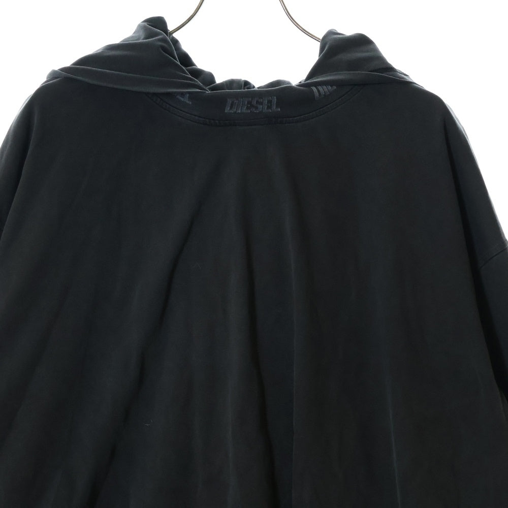 DIESEL(ディーゼル) T-WAHOOD ロゴネック フーデッドカットソー ブラック 長袖Tシャツ A06264