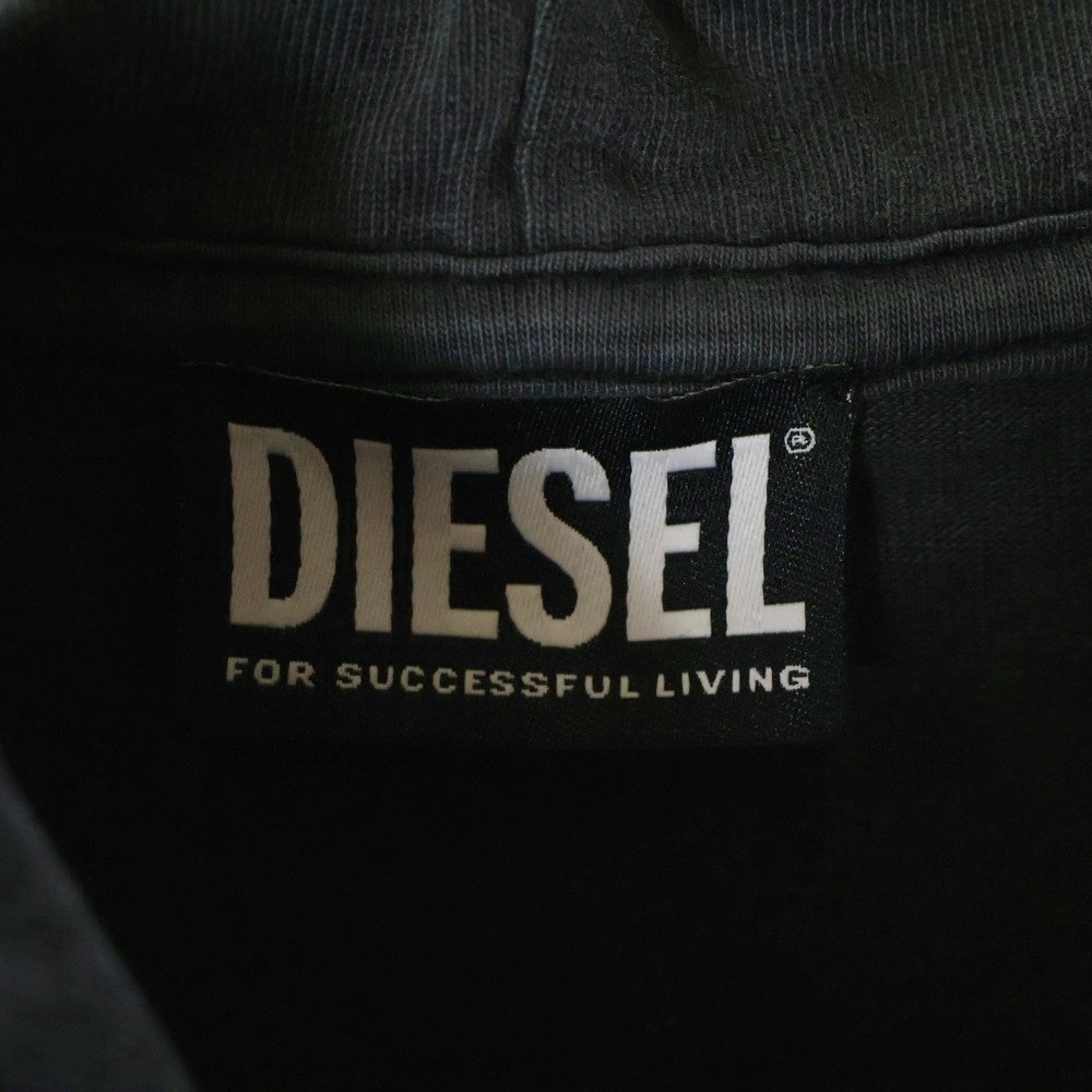 DIESEL(ディーゼル) T-WAHOOD ロゴネック フーデッドカットソー ブラック 長袖Tシャツ A06264