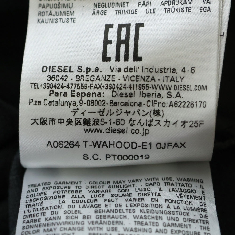 DIESEL(ディーゼル) T-WAHOOD ロゴネック フーデッドカットソー ブラック 長袖Tシャツ A06264