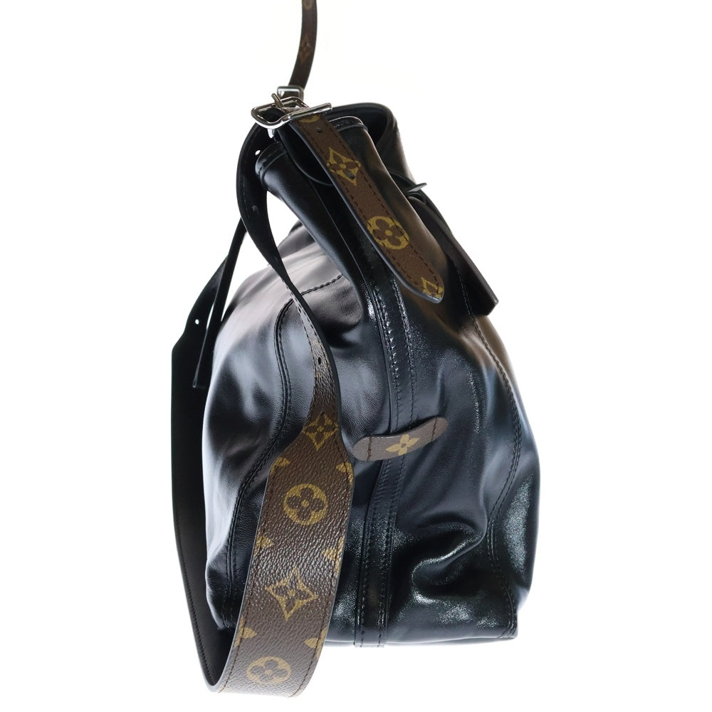 LOUIS VUITTON(ルイヴィトン) モノグラム キャリーオールバイブMM ポーチ付 レザーショルダーバッグ ブラック レディース M25143