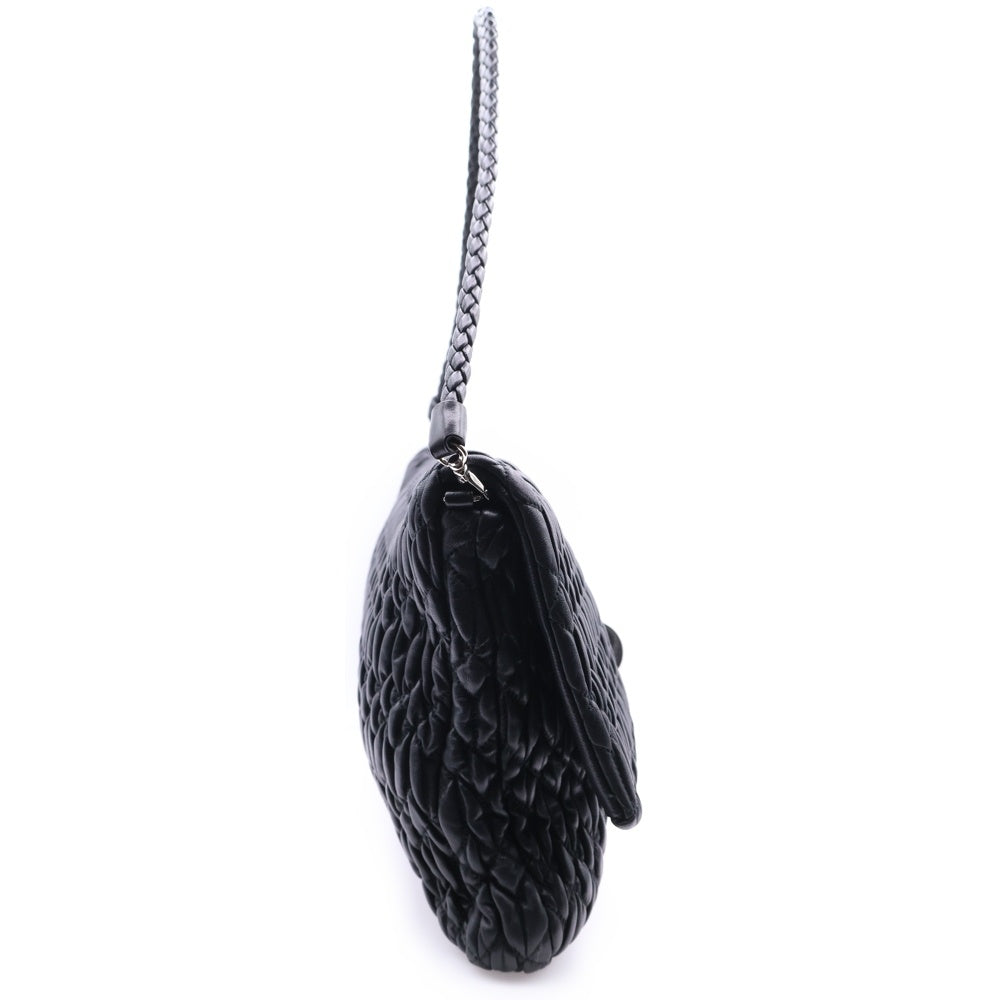 miumiu(ミュウミュウ) ナッパ クリスタル ショルダーバッグ チェーンバッグ ブラック シルバー金具 レザー