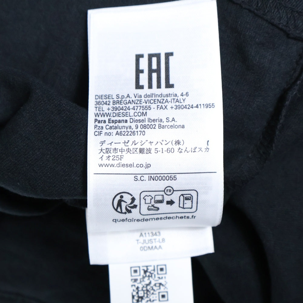 DIESEL(ディーゼル) T-JUST-L8 バックプリント半袖Tシャツ ブラック A11343